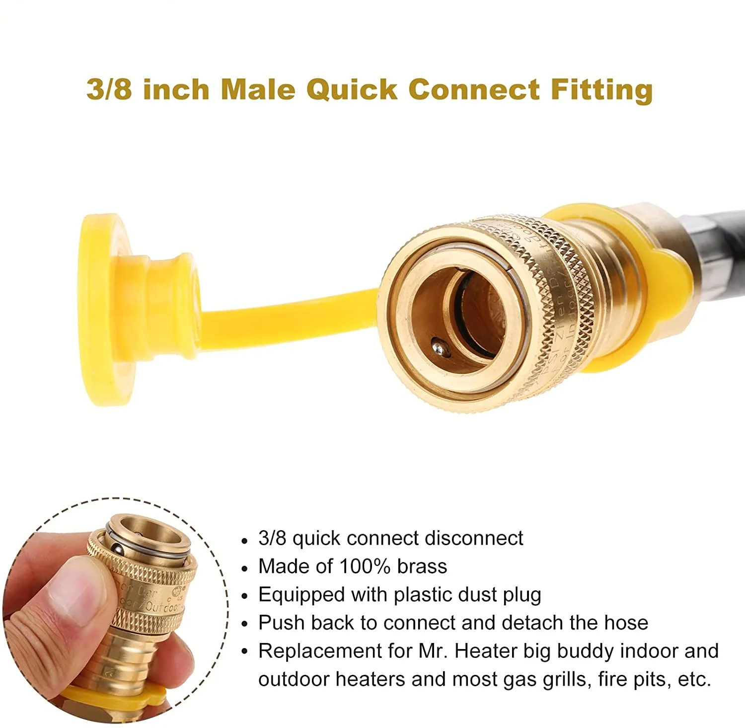 12ft Propane Hose with Regulator 3/8 Quick Connect Disconnect for Mr Heater  Grill Buddy Heater Indoor/Outdoor Type 1 Connection