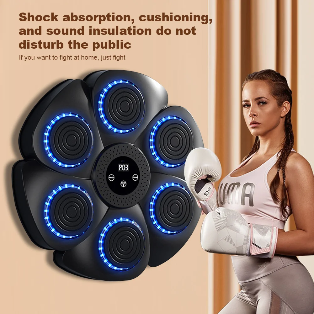 Music Boxing Machine Bluetooth Boxing Reaction Wall Target RGB Light for Home Gym Equipment Exercise Punching Training