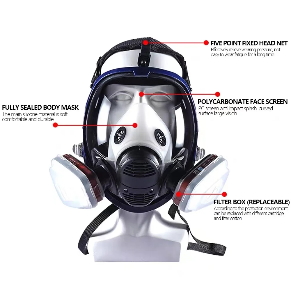 17 in 1 chemical gas mask 6800 dust respirator anti fog full face mask industrial acid gas, welding spray paint insecticide