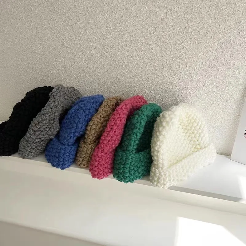 New Winter Beanie Hat for Women Knit Cap Fashion Warm Thicken Cap Lady Thread Knitted Beanie Chapeau Female Bonnet шляпа женская