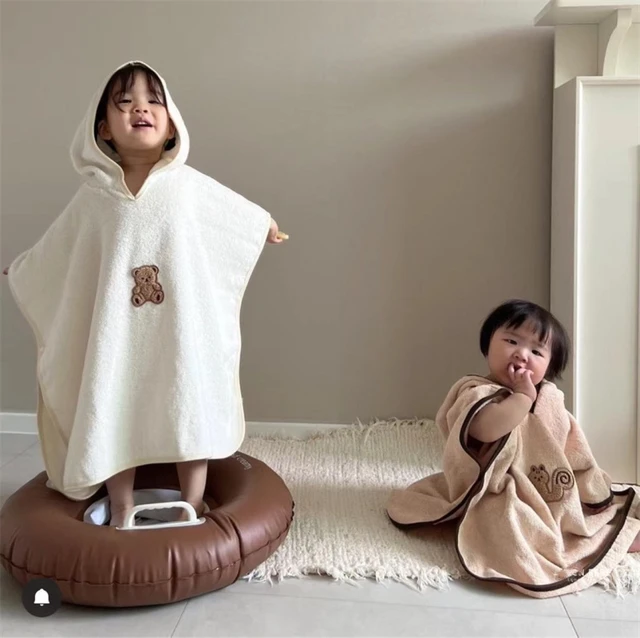 Peignoir à capuche en coton pour bébé, serviette de bain, cape pour  enfants, couverture enveloppante douce