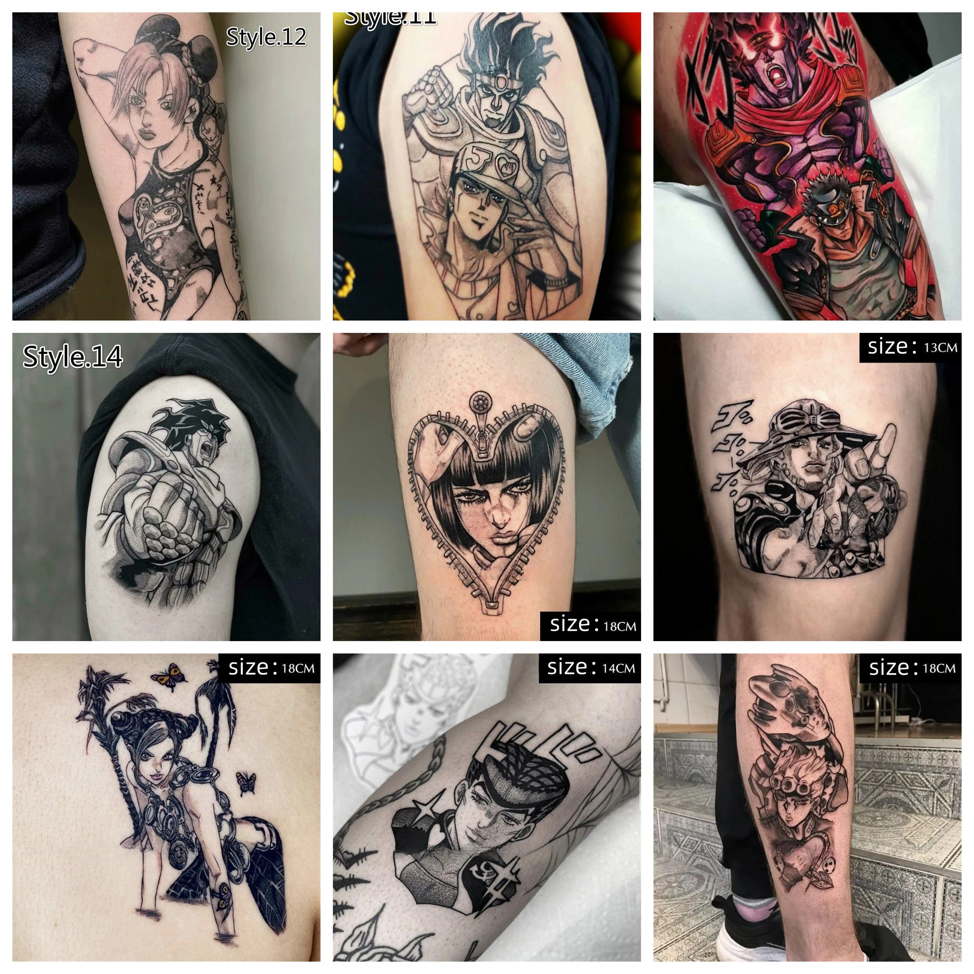 JoJo's Bizarre Adventure Temporary Tattoos Cartoon Joestar Anime Tattoo ...