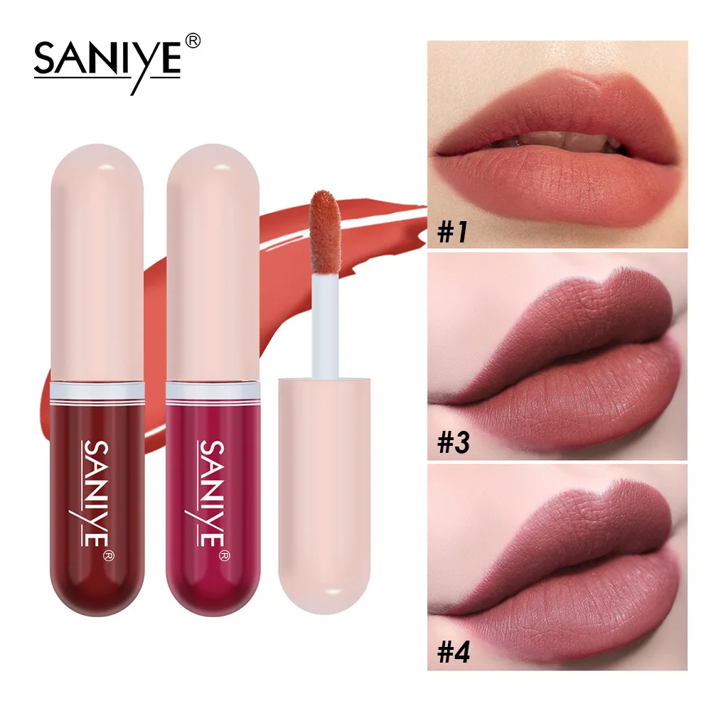 

Capsule Waterproof Matte Lip Gloss 12 Colors Velvet Nude Liquid Lipsticks Moisturizing Non-stick Cup Lip Glaze Makeup Cosmetic