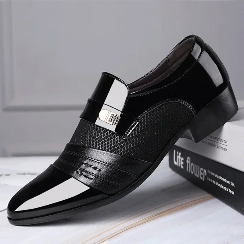 Men's Slip on Dress Shoes for Men Oxfords Fashion Business Dress male Shoes Classic Leather Men's Suits Man