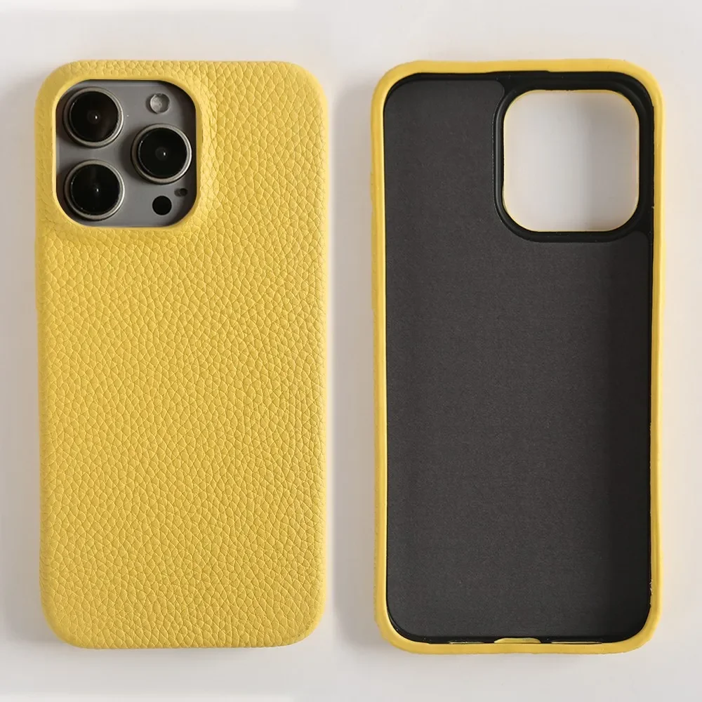 Luxury Full Grain Leather Shockproof Phone Case - Elegant Back Cover