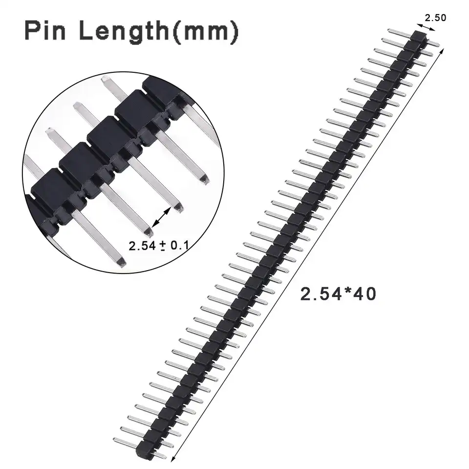 60 Pack Single Row 40 Pin 2.54 mm Male Pin Header Connector Soldering Electronic Projects and Electronic Experiment Male Header image 2