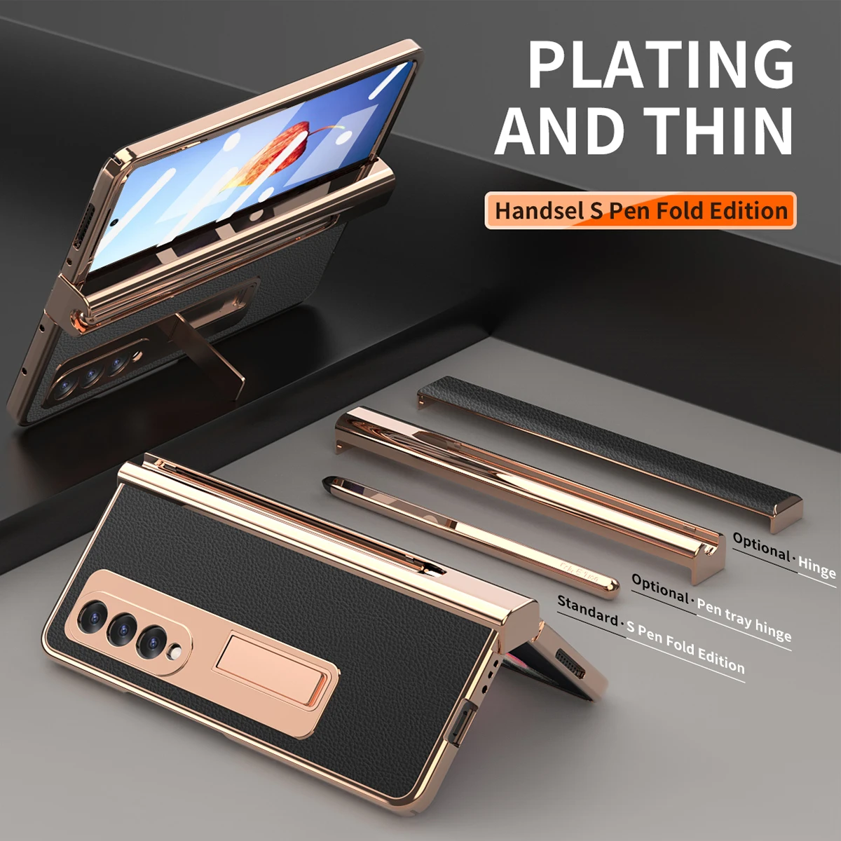 

Роскошный кожаный чехол с петлями и покрытием для Samsung Galaxy Z Fold 4 3 2