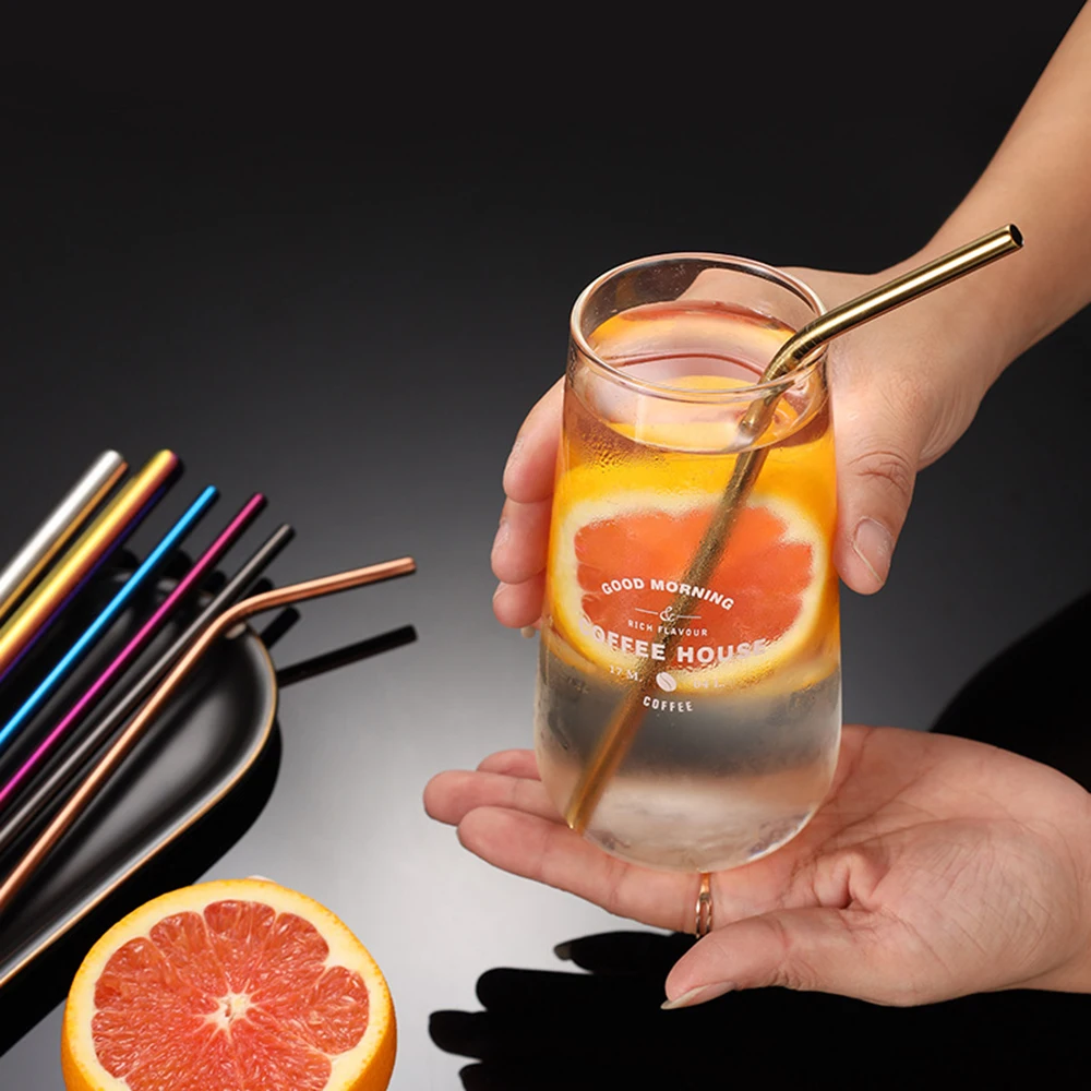 Reusable Stainless Steel Drinking Straws Set - 9 Piece Kit for Beverages & Cocktails