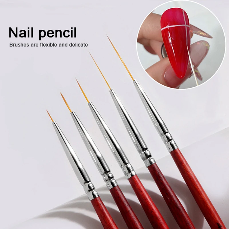 French Stripe Nail Art Liner Brush Set 3D Tips Line Stripes Drawing Pen UV Gel Brushes Painting Pen Manicure Tools 4
