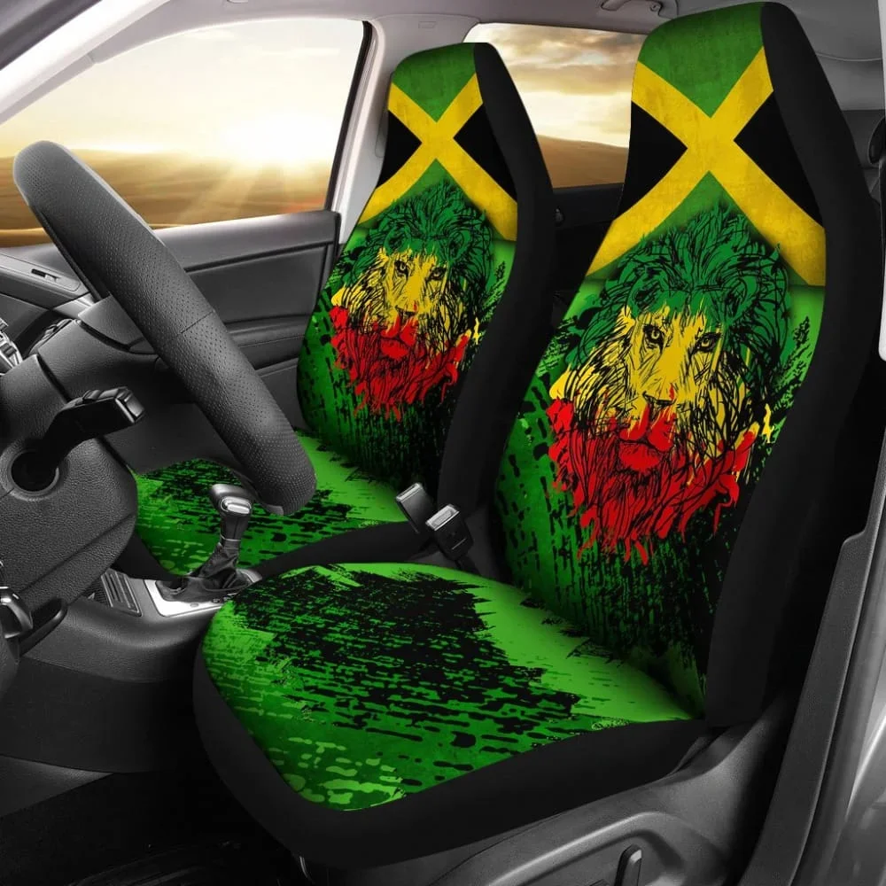 

Чехлы на сиденья автомобиля с флагом льва Jamaican 211002, комплект из 2 универсальных защитных чехлов на передние сиденья