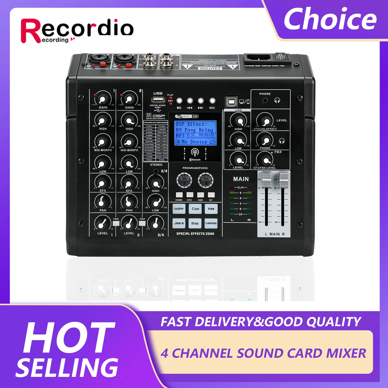 

GAX-SK4 4channel sound card live broadcast mixer with sound card recording karaoke multi-functional small all-in-one machine