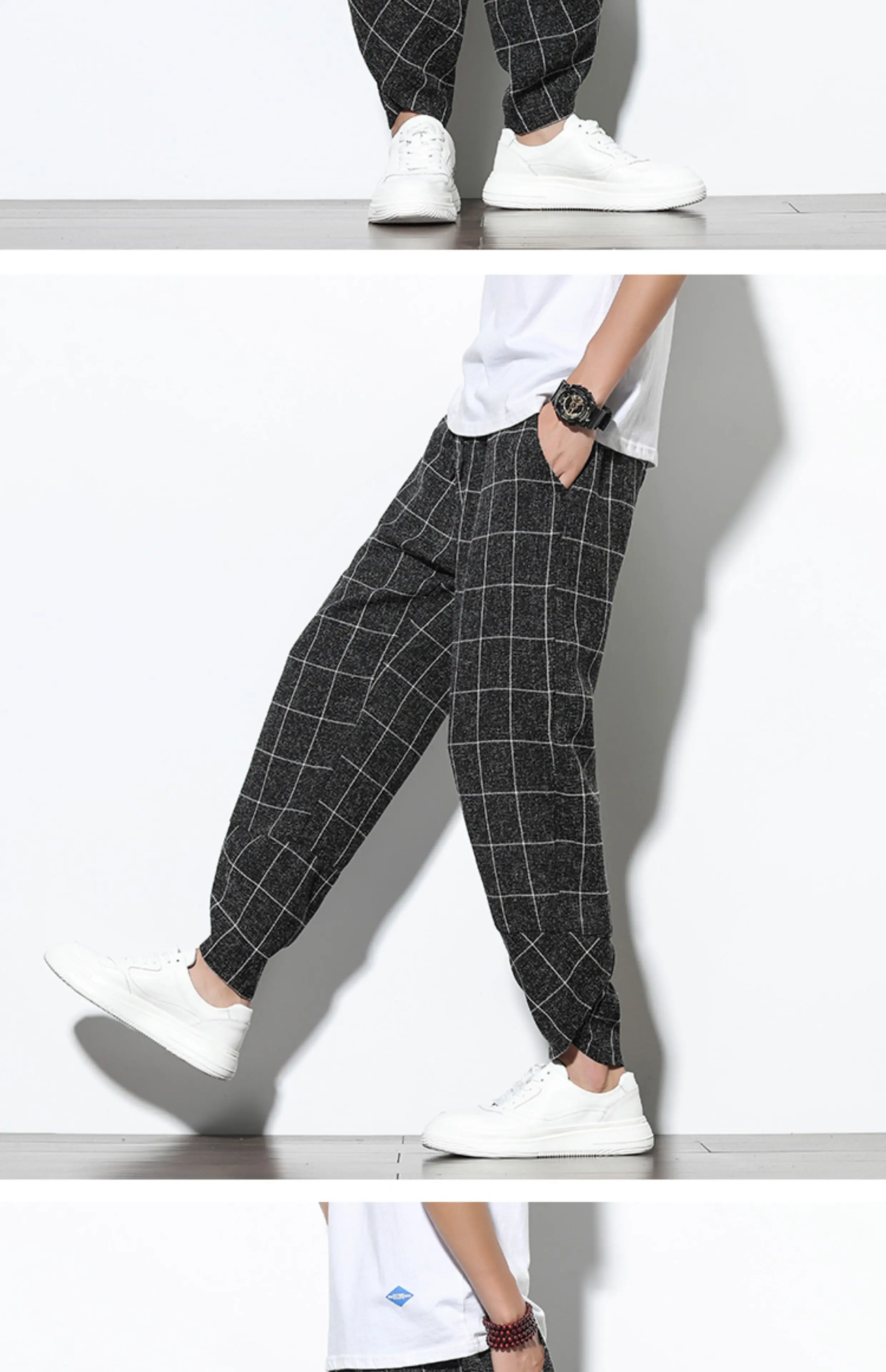 Pants Men jogginhose herren gym Hosen Herren Frühling und Sommer trend ige lose Harlan Hosen chinesischen Stil Retro Plaid Freizeit hose – Detail 18
