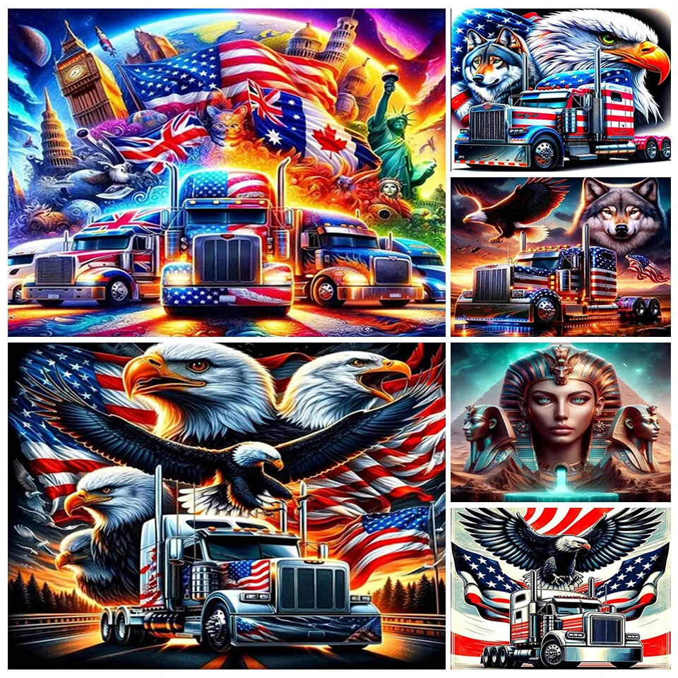 

5D Fantasy Eagle Wolf Truck DIY Diamond Painting Animals New 2024 DIY Full Diamond Mosaic Embroidery Crystal Sets Home Decor Art