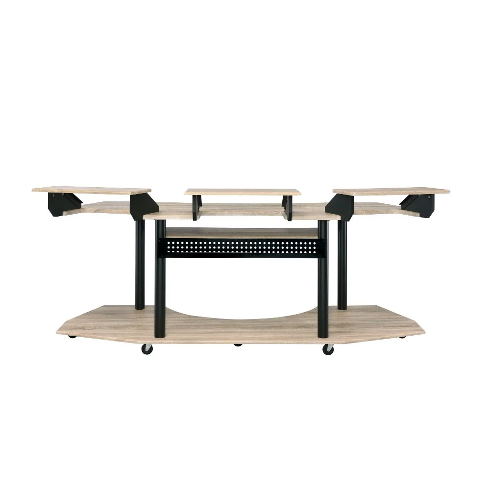 83"Natural Oak Finish Music Recording Studio Desk, with This Impressive 83" Music Studio Desk 5