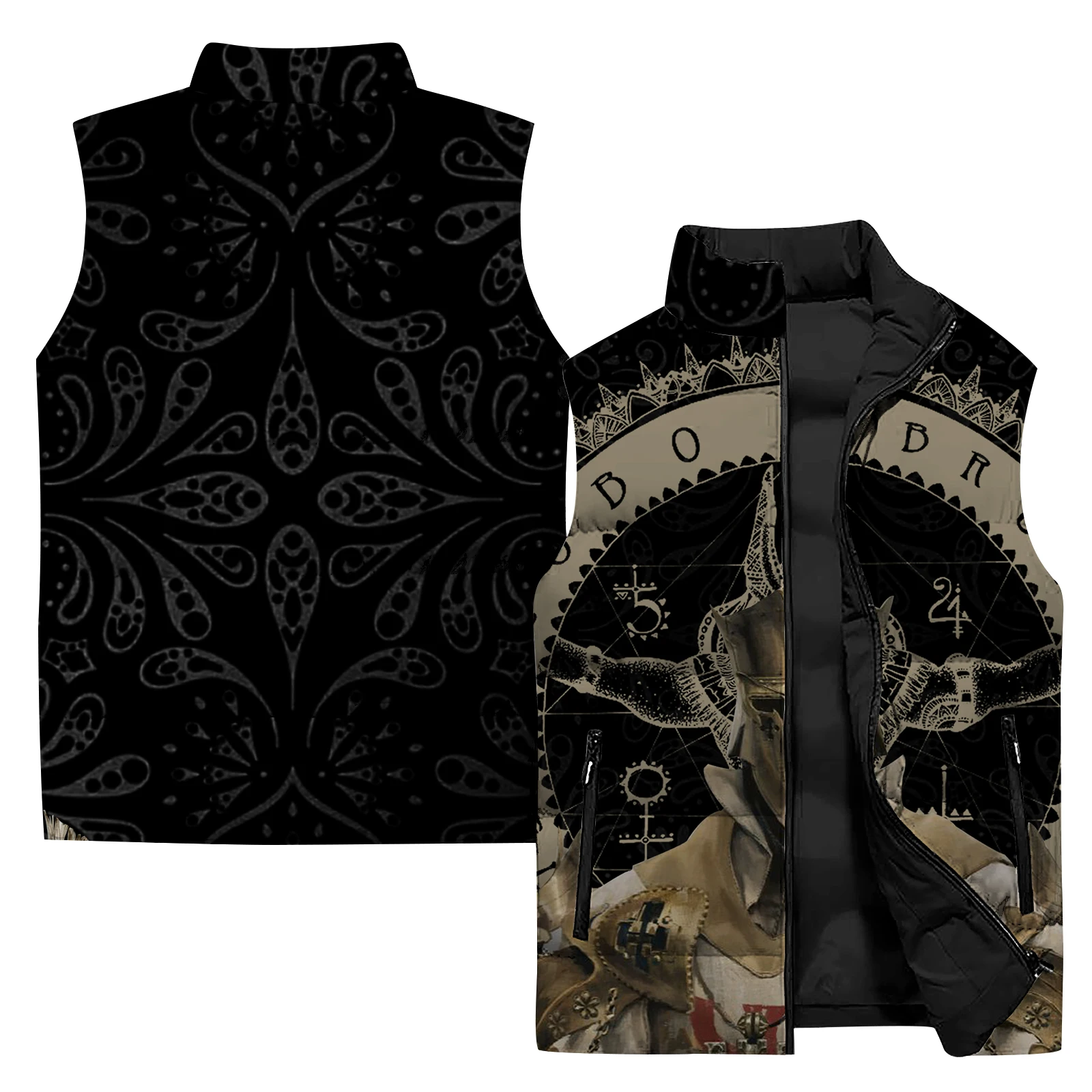 thumbnail image 1 of Chaleco con estampado de guerrero elegante para hombre, chalecos de algodón y gruesos para hombre, chaleco frío informal y versátil, ropa de trabajo para hombre fresca, 1 of 5
