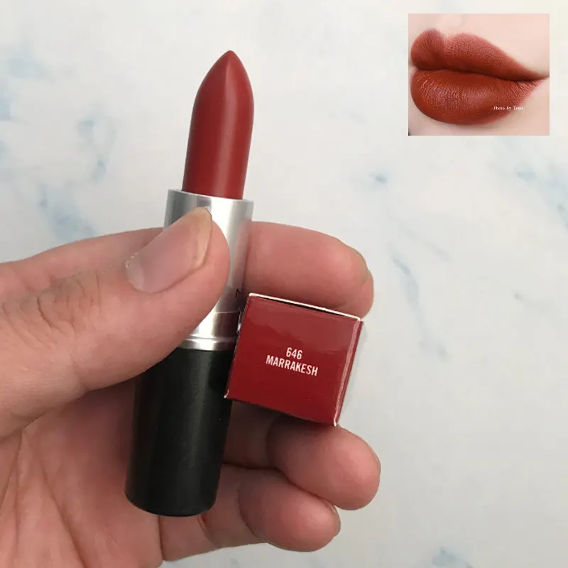 Aluminum Tube 3g Matte Lipstick Classic Satin Lipstick Mocha Amplieied Creme Lustre Frost Lipstick Top Quality Lips Makeup