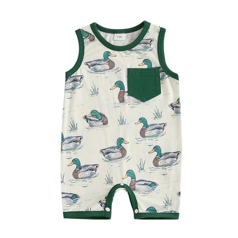 Citgeett Summer Infant Baby Boy Romper Sleeveless Pocket Cute Jumpsuit Casual Clothes Suit