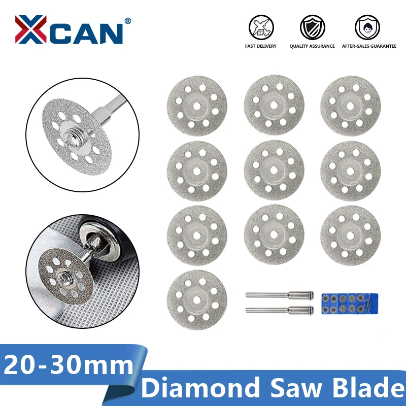 XCAN Diamond Saw Blade 20mm 22mm 25mm 30mm With Mandrel for Dremel Rotary Tools Mini Diamond Cutting Disc dc 24v sucking sucked disc solenoid lift holding lifting magnet electromagnet 30mm x 22mm 30 22mm 1 2 0 87 10kg 100n 22lb