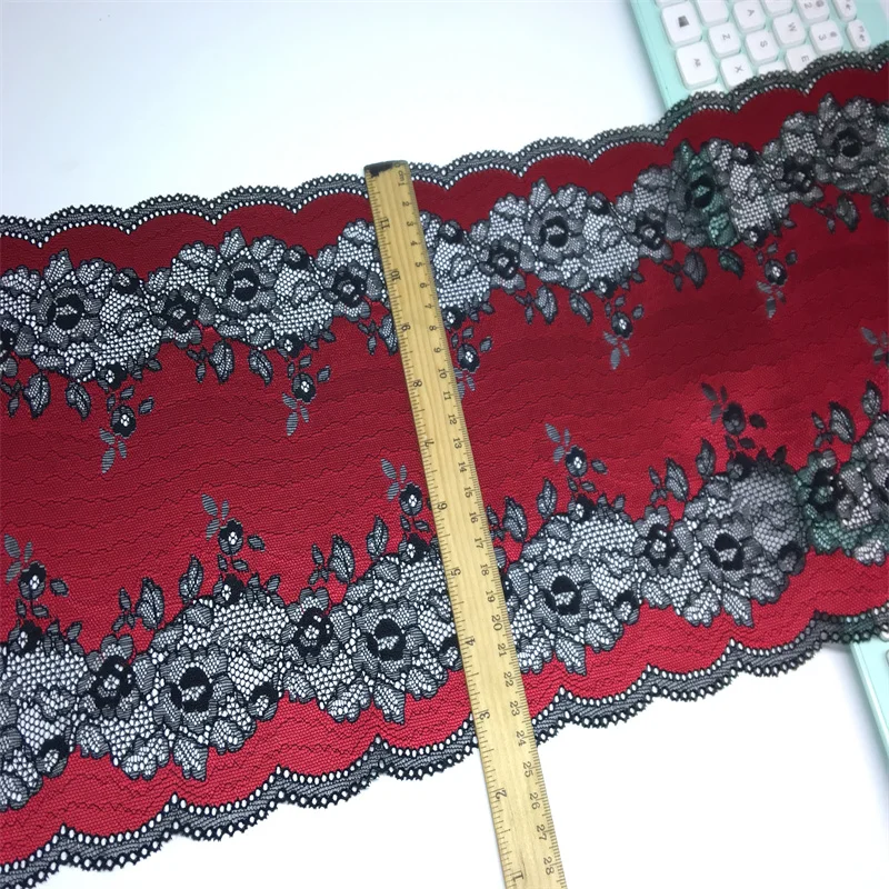 Two-Tone Floral Stretch Lace Trim for DIY Sewing and Crafts