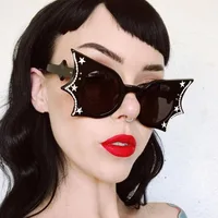 Hip Hop Stylish Women Sunglasses Bat Shape Rhinestone Decoration Sun glasses Female Stage Show Cool Sunglasses 1