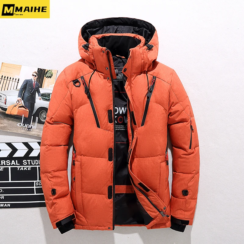 High Quality Overcoat Fashion Down Jacket Men Winter Warm Men Jacket Coat White Duck Down Parka Thick Puffer Stand Thick Hat