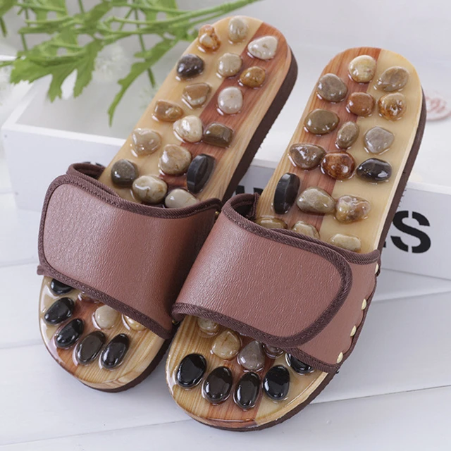 Acupressure Massage Slippers with Natural Stone Therapeutic Reflexology  Sandals Foot Acupoint Massage Shiatsu Ease Arch Pain - AliExpress