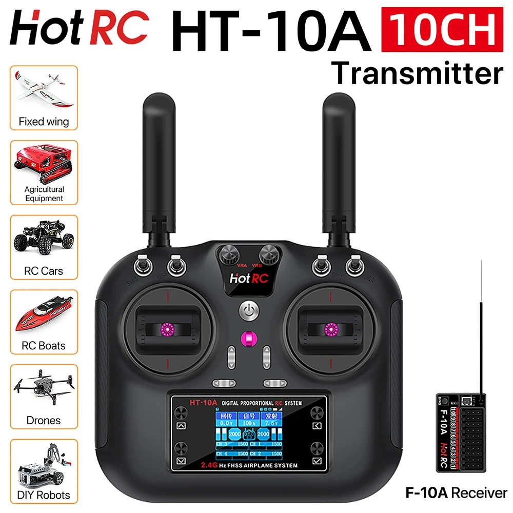 Drone avec télécommande F-10A, M1/M2 1000mAh, double circuit, main gauche/droite