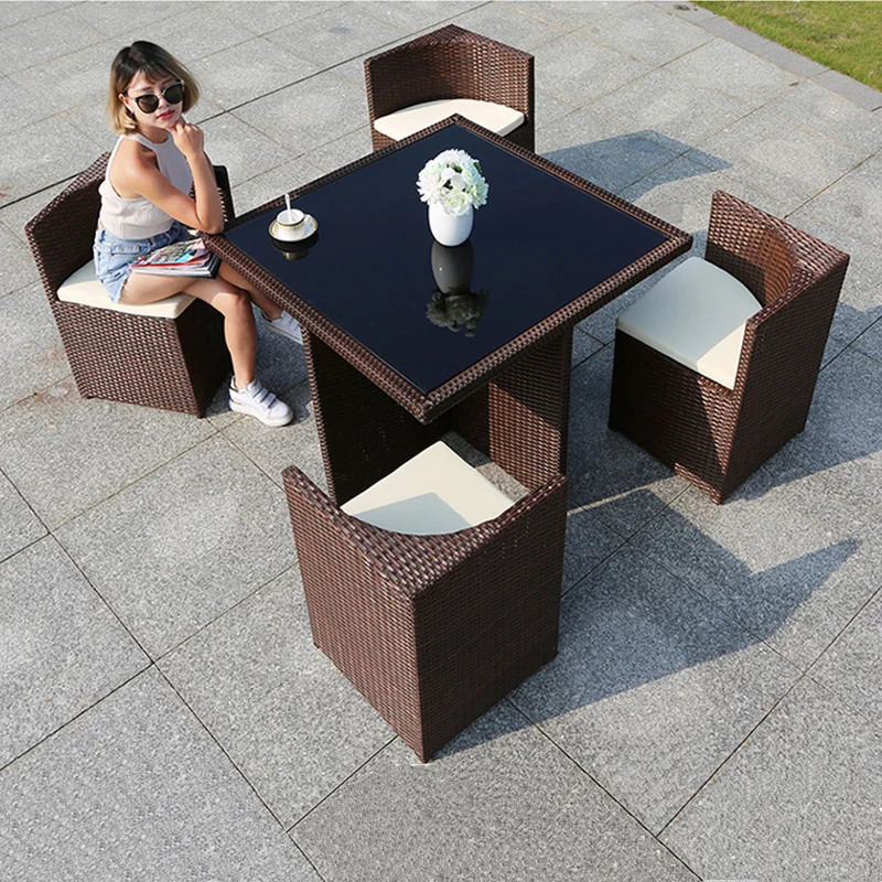 Outdoor Table and Chair Villa Garden Leisure PE Rattan Chair Set Waterproof Sun Protection Coffee Table Garden Furniture Sets