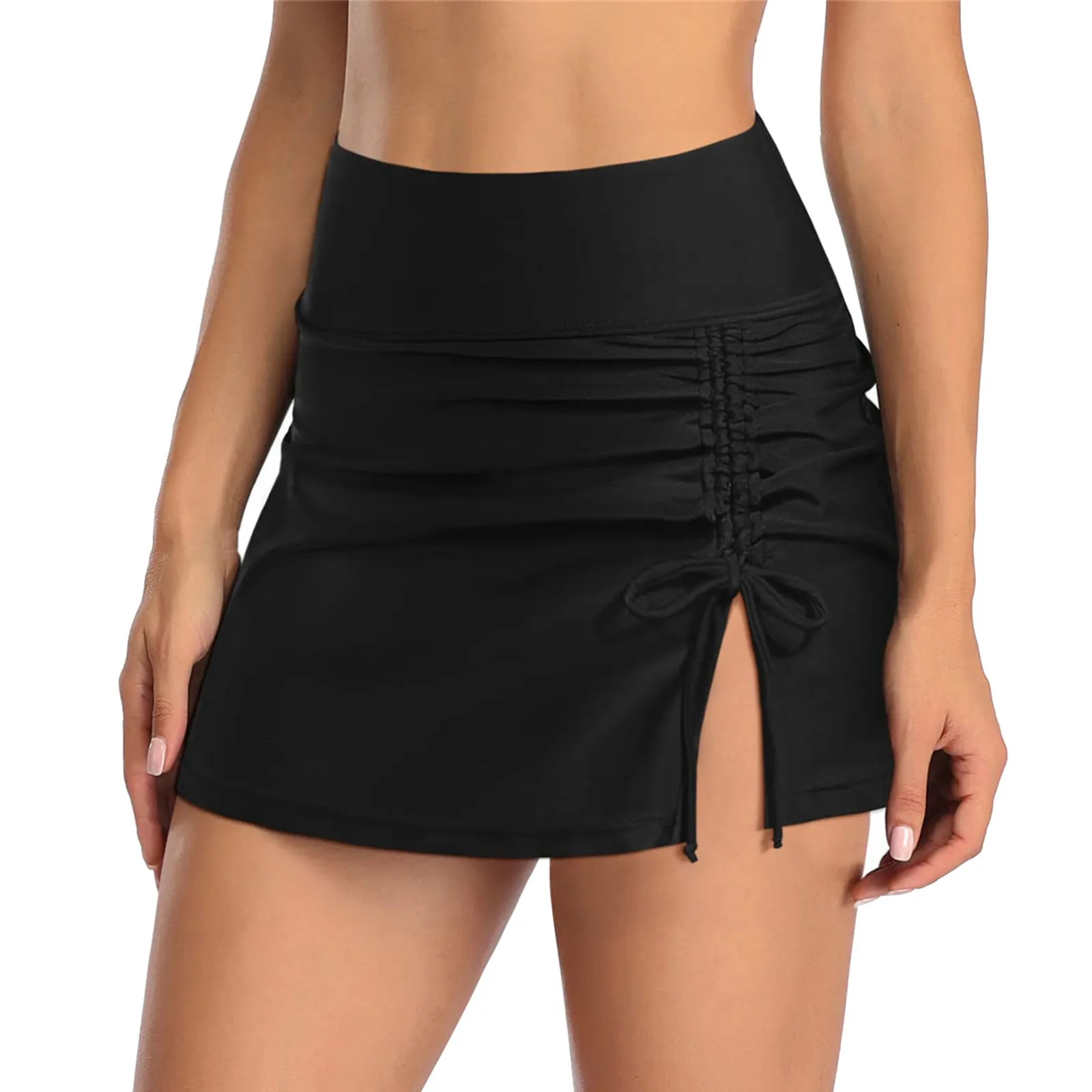 Women's Skirted Swim Bottom with Built In Briefs High Waisted Split