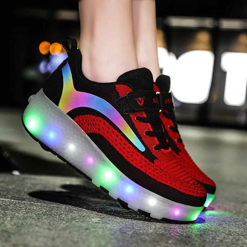 Roller Sneakers For Children Boys Girls 2022 Summer Sports Toy Games Fashion Kids Casual Shoes Lighted 2 Wheels Led Boots