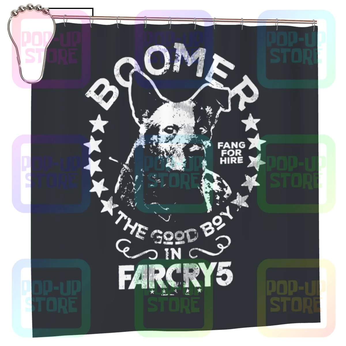 Far Cry 5 Dawn Boomero Fang A Noleggio Ubisoft Dog Good Boy Tenda Da Doccia Tenda Da Bagno Poliestere Resistente