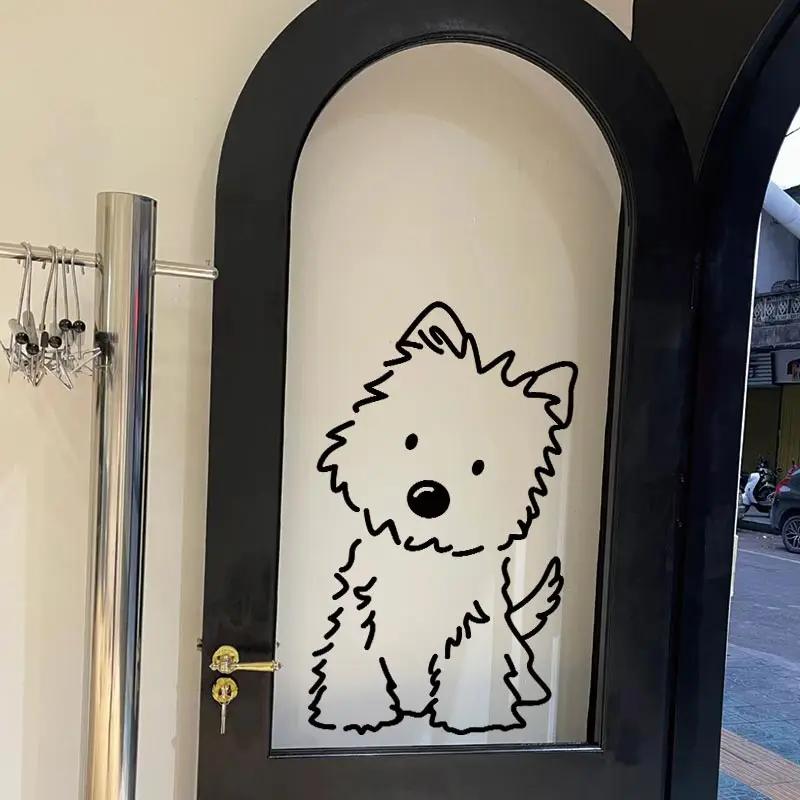 Cute Animal Dog Mirror Stickers Home Door Window Glass Waterproof Decoration Anti-collision Decals Children's Room Decoration