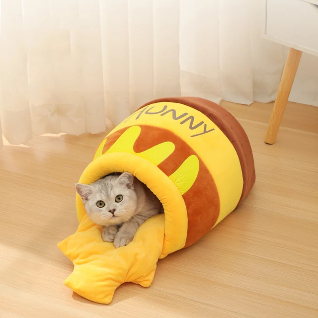 Hot honey pot nest cute cat nest Autumn and winter soft and comfortable thick warm cartoon pet nest Hot honey pot nest cute cat nest Autumn and winter soft and comfortable thick warm cartoon pet nest