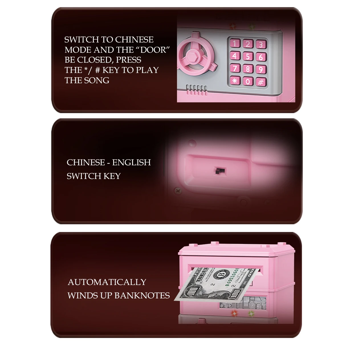 Electronic Password Piggy Bank Toys ATM Saving Money Box Coin Can Auto Scroll Paper Money Fingerprint Password Unlock kid Gifts