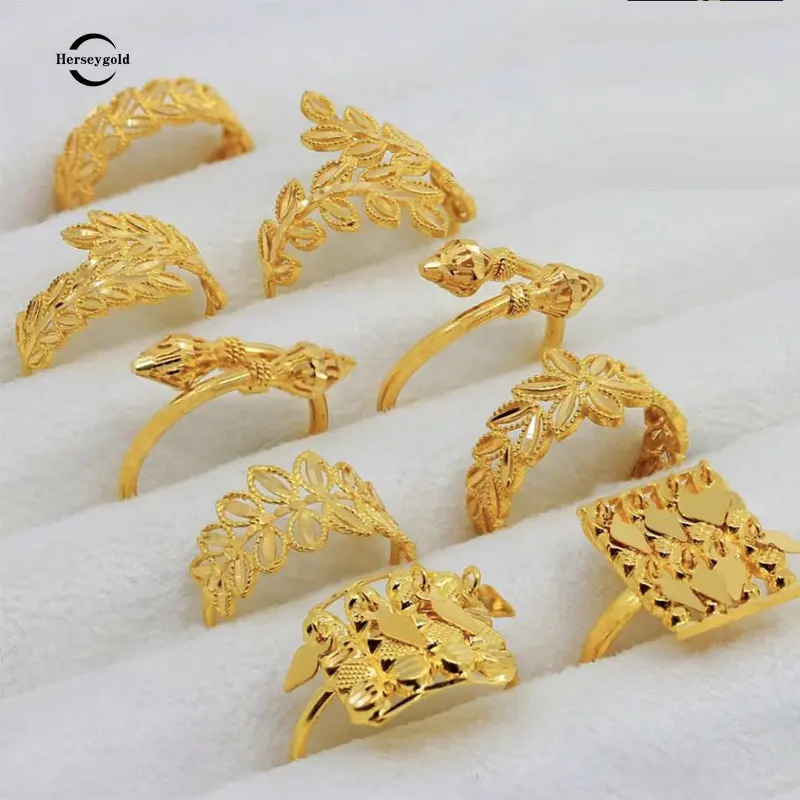 Arabic Dubai New Trendy Leaves Ring Copper Gold Plated Free Size