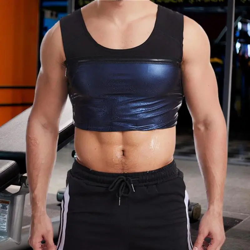 Mens Sauna Vest Breathable Sweat Body Shaper Slimming Waist Trainer Vest Quick-drying Sports Tank Top Shirt Workout Vest No Zip 5