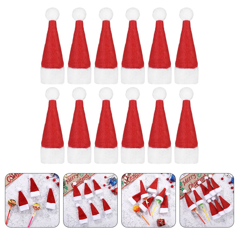 

Lollipop Santa Hat Candy Cover: 50pcs Christmas Red Hat Xmas Candy Lollipop Hat Tiny Santa Claus Cap Making Holiday Hat Party