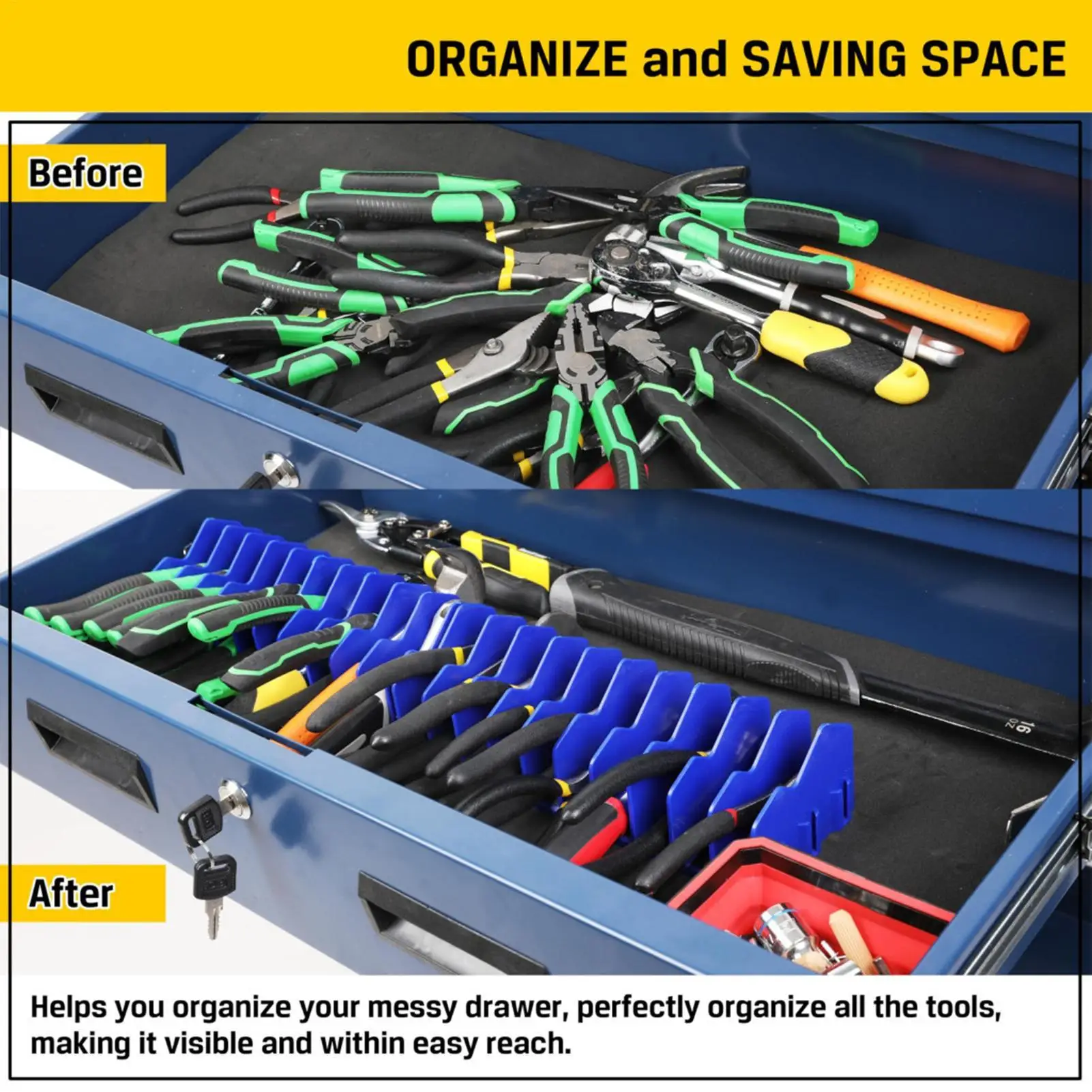 new Practical plier organizer rack Holds up to ten pliers Drawer Toolbox Sturdy Pliers Tool Organizer Storage Rack Space-Saving