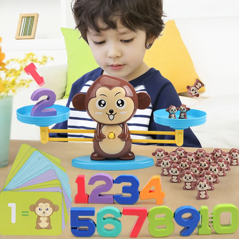 Monkey Balance Math Toy Baby Montessori Early Educational Balancing Scale Toys Teaching Material Table Games Interactive Gifts 2