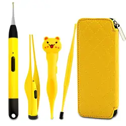 Kids Ear Care Tool Ear Nose Tweezer Ear Cleaner Spoon Ear Wax Remover LED Light Earpick Curette Picker