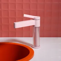 สีเหลืองห้องน้ําอ่างล้างหน้าก๊อกน้ําอะคริลิคทองเหลืองเย็นน้ําร้อนอ่างล้างจาน TAP 6