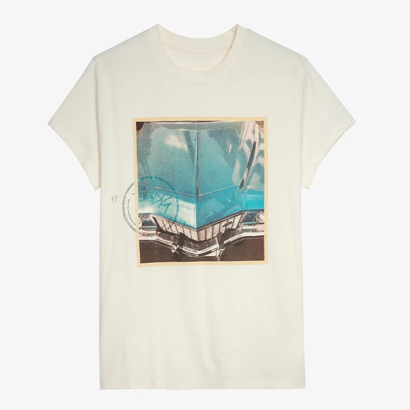 

Повседневная Хлопковая женская белая футболка Zadig, пуловер, топы, Новинка лета 2023, повседневные женские топы с круглым вырезом и коротким рукавом