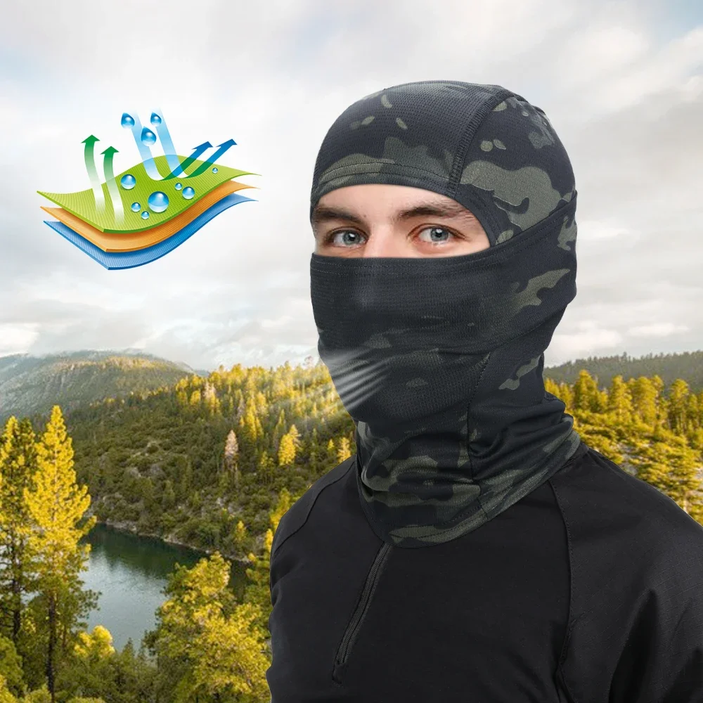 Balaclava Mask Multicam Camouflage Quick-dry Mask Balaclava Tactical Airsoft Paintball Bicycle Neck Hat Cover Liner Full Face Cover Men Women