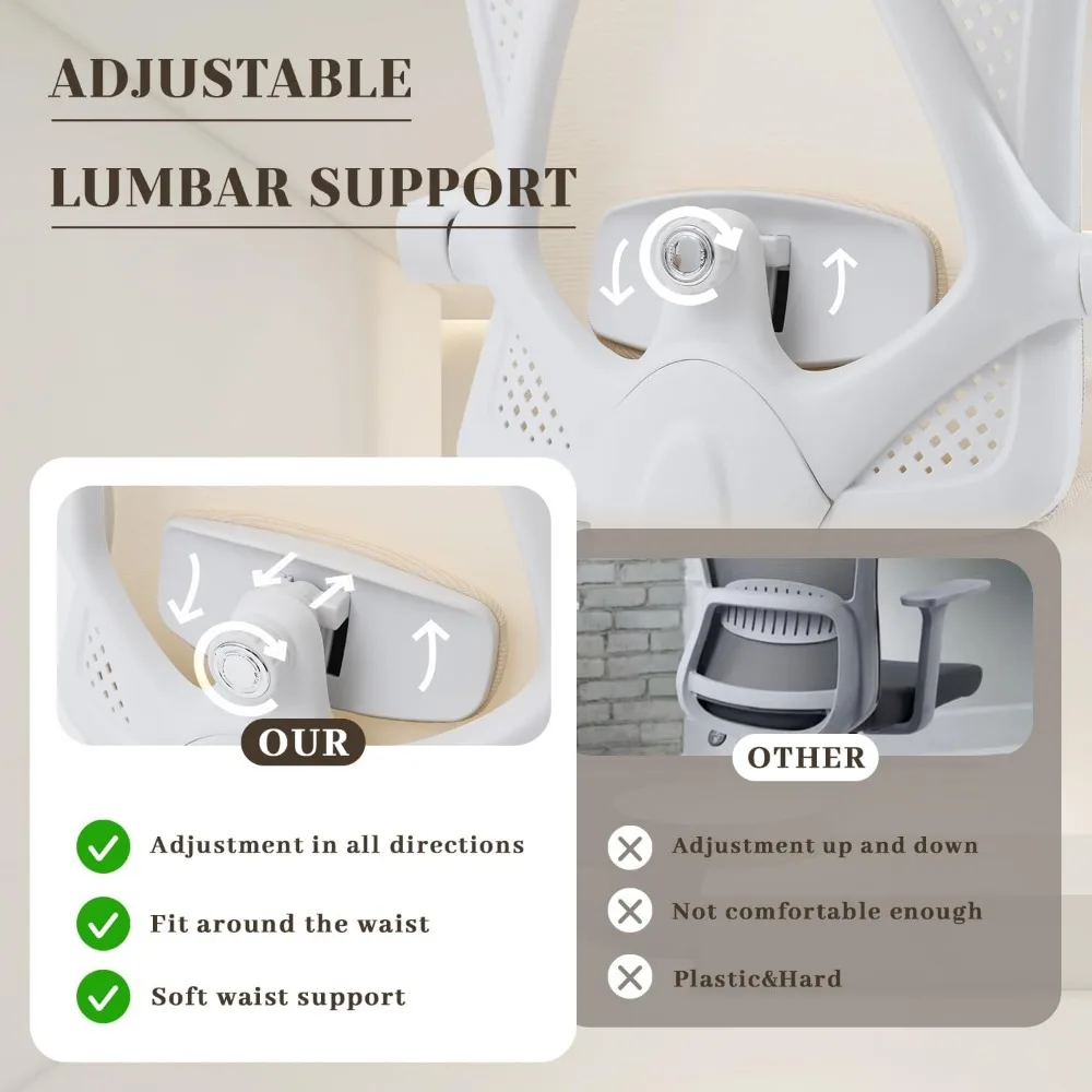 Ergonomic Office Chair, Adjustable Lumbar Support, Retractable Footrest, Breathable Mesh Back Gaming, Offices Chairs 4