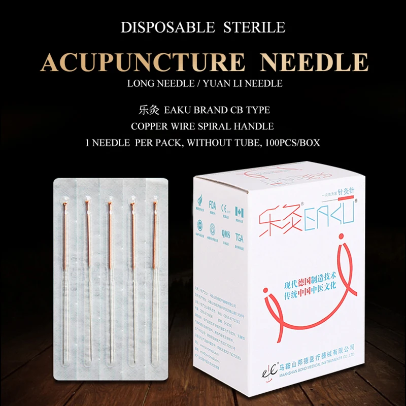 EAKU CB Type 100 Pcs Long Acupuncture Needle EACU YuanLi Needle