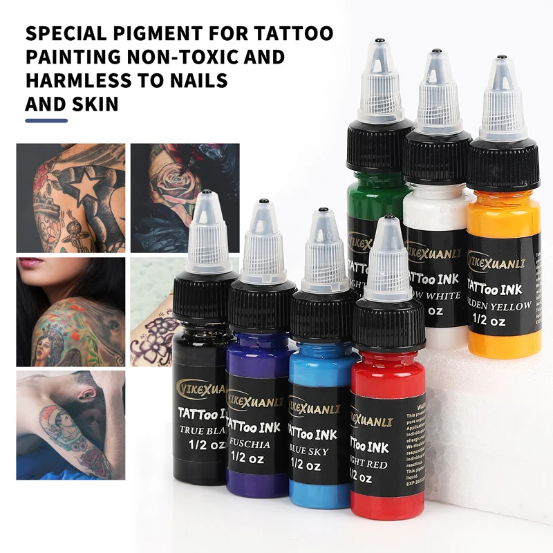 15ml 7colors Tattoo Ink Pigment with box Body Art Tattoo Kits Professional Beauty Paints Makeup Tattoo Supplies Semi-permanent 2