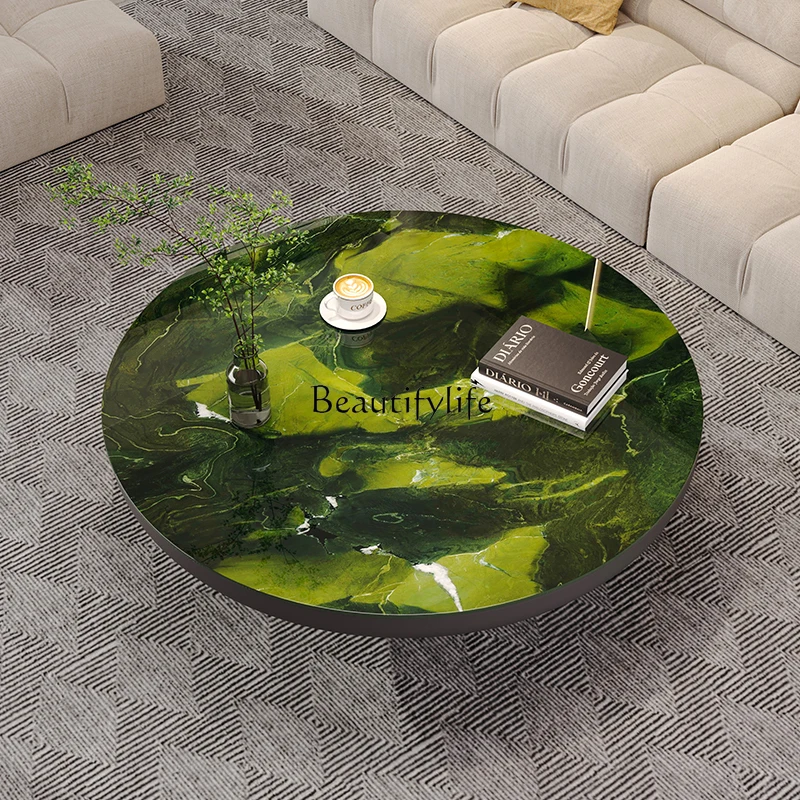 

Avocado Green round Super Crystal Stone Endtable New Italian Minimalist Style