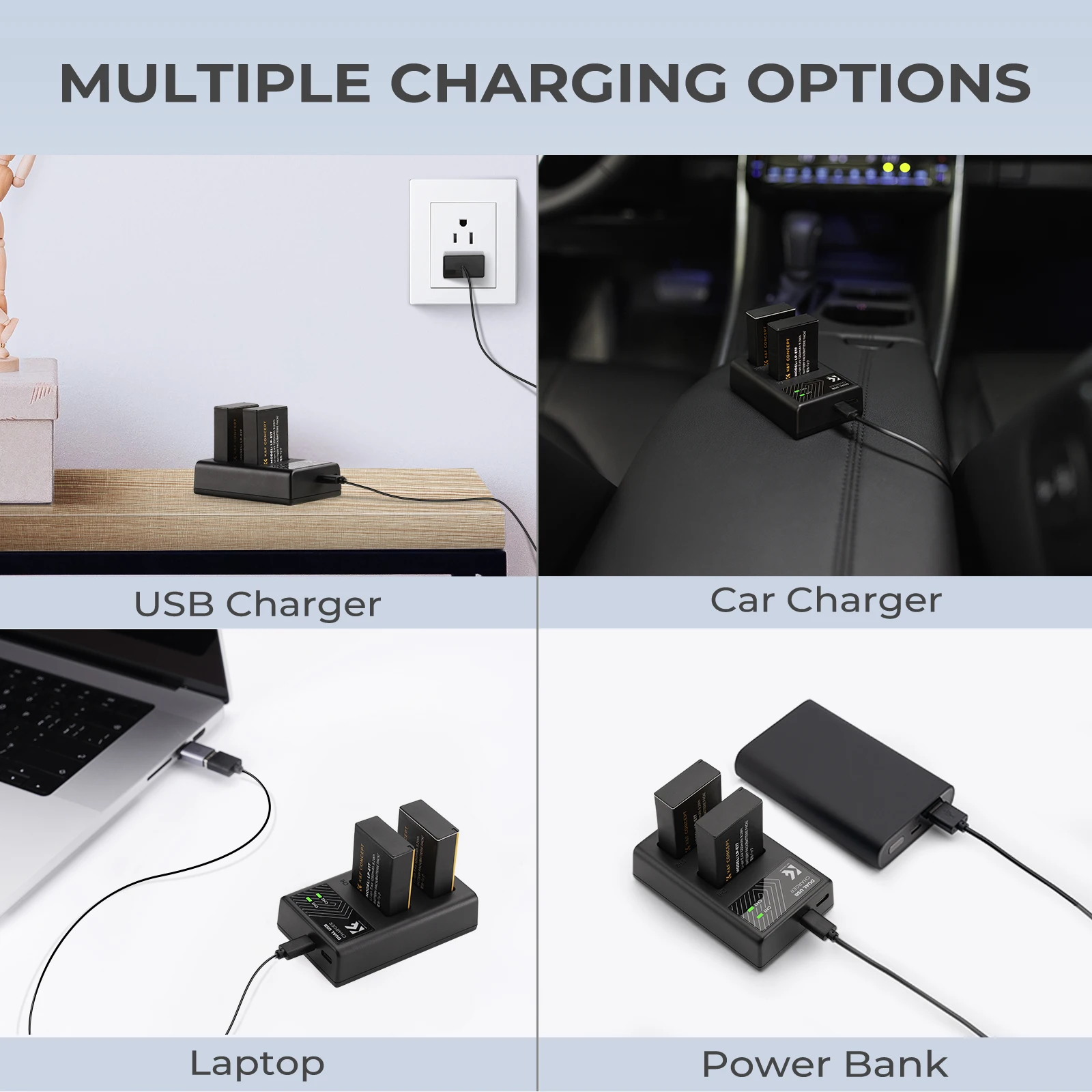 K&F Concept LP-E17 Dual Channel Slot battery charger battery charger adapter charger adapter for Canon EOS R8 R10 R50 R100 RP EOS 77D 850D 800D 760D 750D 200DII M5 M6II M6 M3