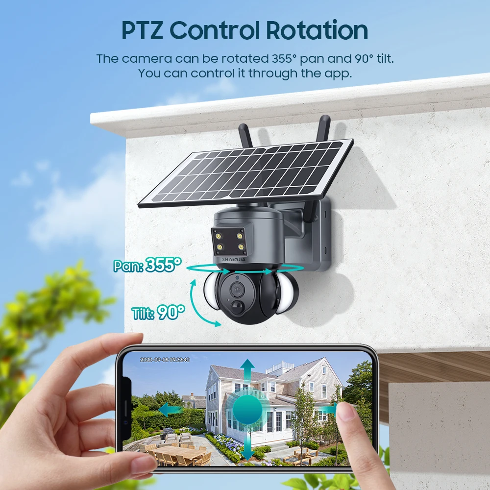 SHIWOJIA 2K 3MP Solar Camera 4G Outdoor WIFI Wireless Solar