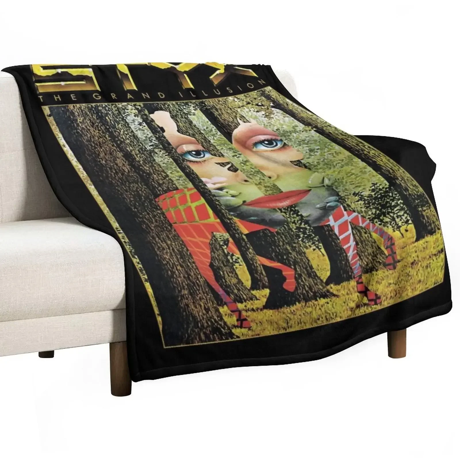 

Band the STYXGrand Illusion Vintage Throw Blanket Multi-Purpose Retros Bed linens Blankets
